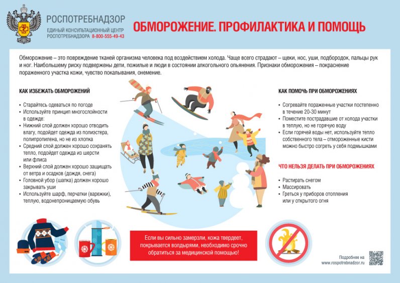 Напоминаем об основных правилах профилактики обморожения при прогулках и работе на воздухе